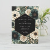 Smaragdgrüne Florale Hochzeit Einladung (Stehend Vorderseite)