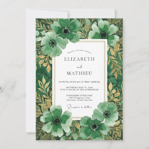 Smaragdgrüne Florale Natur Hochzeit Einladung