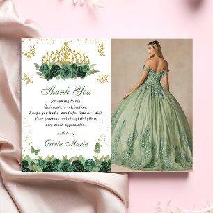 Smaragdgrüne florale Tiara-Schmetterlings-Quincean Einladung