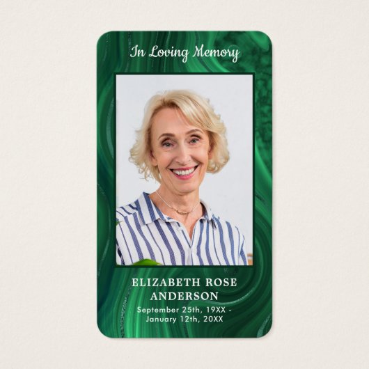Smaragdgrüne Gedenkkarte Foto Beerdigungskarte (Vorderseite)