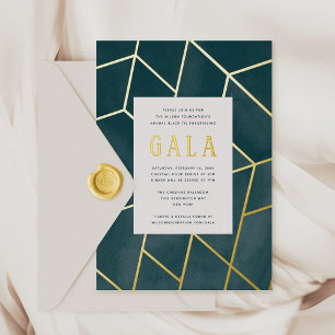Smaragdgrüne geometrische Gala Goldfolie Einladung