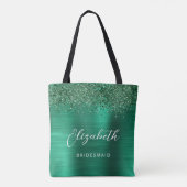 Smaragdgrüne glamouröse Metallschrift Brautjungfer Tasche (Rückseite)