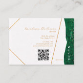 Smaragdgrüne Glitter-Website QR-Code Geschäft Visitenkarte (Rückseite)