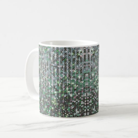 Smaragdgrüne glitzernde Glitzer-Sequenzen Kaffeetasse (Vorderseite Links)
