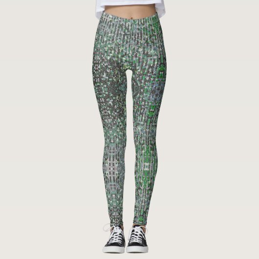 Smaragdgrüne glitzernde Glitzer-Sequenzen Leggings (Vorderseite)