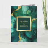 Smaragdgrüne Gold Fluid Tinte QR Code Hochzeit Einladung (Vorderseite)