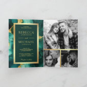 Smaragdgrüne Gold Fluid Tinte QR Code Hochzeit Einladung (Innenseite)
