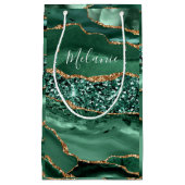 Smaragdgrüne Gold-Glitter-Geschenktasche mit indiv Kleine Geschenktüte (Vorderseite)