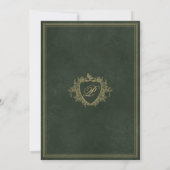 Smaragdgrüne Gold-Monogramm-Hochzeit Einladung (Rückseite)