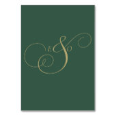 Smaragdgrüne Gold-Monogramm-Hochzeit Tischnummer (Rückseite)