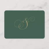 Smaragdgrüne Gold-Monogramm-Hochzeitstisch-Platzie (Rückseite)