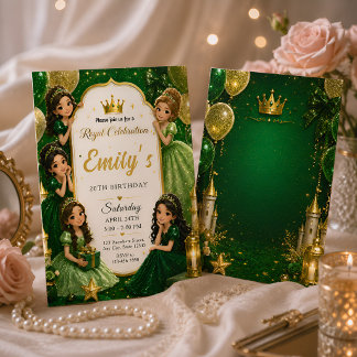 Smaragdgrüne Gold Prinzessin 20. Geburtstag Einladung