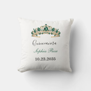 Smaragdgrüne Gold-Tiara-Quinceañera-Kissen Kissen