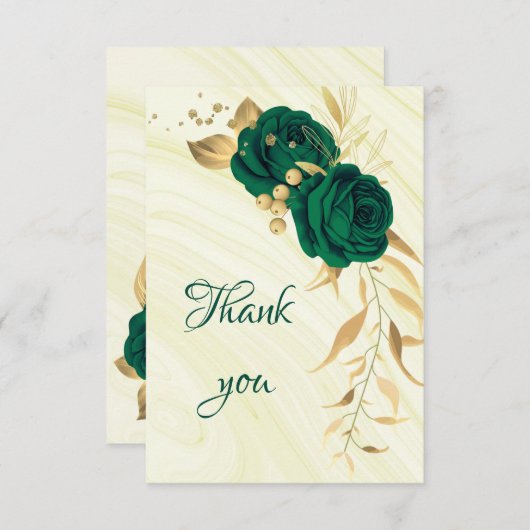 smaragdgrüne Goldblume Dankeskarte (Vorne/Hinten)