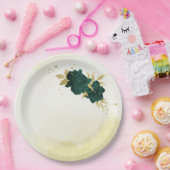 Smaragdgrüne Goldblumenhochzeit Pappteller (Party)