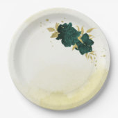 Smaragdgrüne Goldblumenhochzeit Pappteller (Vorderseite)