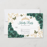 Smaragdgrüne Goldene Florale Quinceanera-Antwort