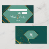 Smaragdgrüne goldene Marmorplatte Platzkarte (Vorne/Hinten)