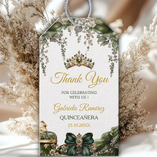 Smaragdgrüne goldene Tiara-Blumen-Quinceañera Geschenkanhänger