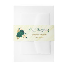 Smaragdgrüne goldfarbene Marmorhochzeit Einladungsbanderole