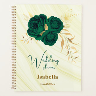 Smaragdgrüne goldfarbene Marmorhochzeit Planer