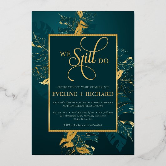 Smaragdgrüne Goldfolie machen wir noch immer versp Folieneinladung (Vorderseite)