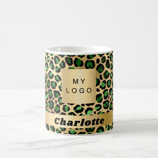Smaragdgrüne Goldleopard-Geparden Kaffeetasse (Mittel)