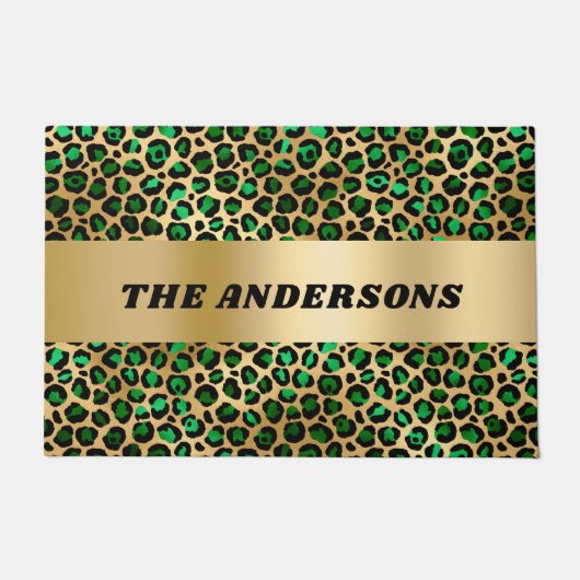 Smaragdgrüne Goldleoparden Fußmatte (Vorderseite)