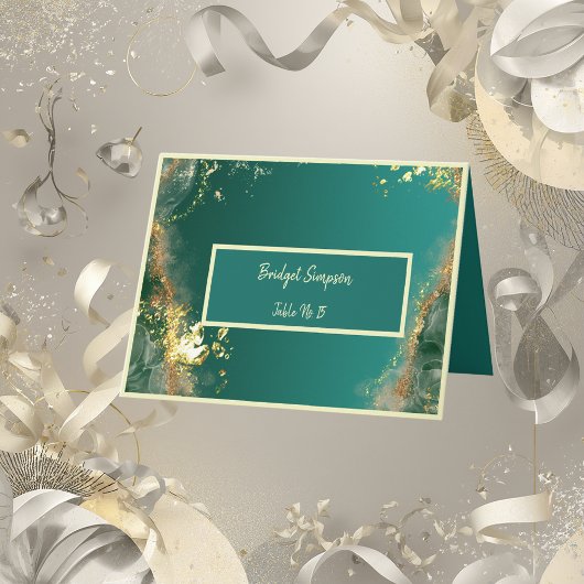 Smaragdgrüne Goldschmucktöne Gastsitzkarte Dankeskarte