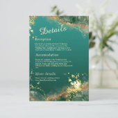 Smaragdgrüne Goldschmucktöne Hochzeit Begleitkarte (Stehend Vorderseite)