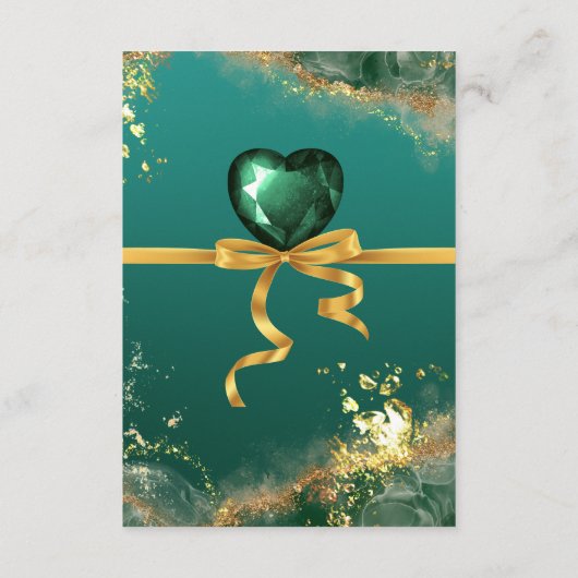 Smaragdgrüne Goldschmucktöne Hochzeit Begleitkarte (Rückseite)