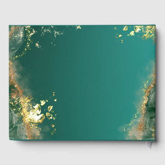 Smaragdgrüne Goldschmucktöne Hochzeit Gästebuch (Rückseite)