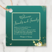 Smaragdgrüne Goldschmucktöne Hochzeit Geschenkanhänger (Vorderseite)