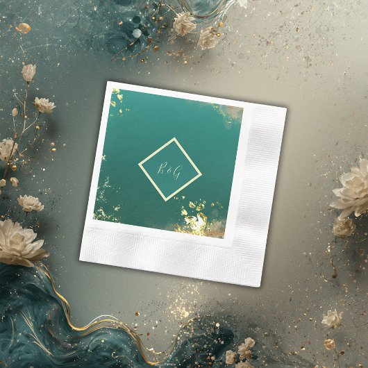 Smaragdgrüne Goldschmucktöne Hochzeit Serviette