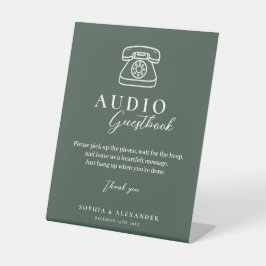 Smaragdgrüne Hochzeit Audio-Gästebuch-Schild Sockelschild
