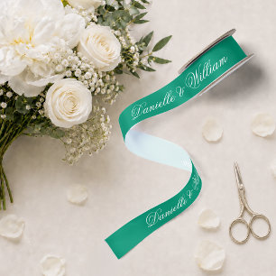 Smaragdgrüne Hochzeit Elegante Schreibschrift Kall Satinband