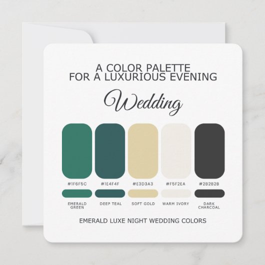 Smaragdgrüne Hochzeit Farbpalette Karte (Vorderseite)