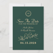 Smaragdgrüne Hochzeit Save The Date (Vorderseite)