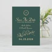 Smaragdgrüne Hochzeit Save The Date (Stehend Vorderseite)