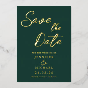 Smaragdgrüne Hochzeit Save The Date Gold Folieneinladung