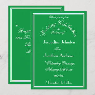 Smaragdgrüne Hochzeit Weiße Schrift Namen & Datum  Einladung