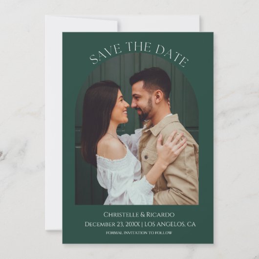 Smaragdgrüne Hochzeitmonogramm Save the Date (Vorderseite)