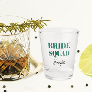 Smaragdgrüne Hochzeitsbraut-Truppe Personalisiert Schnapsglas
