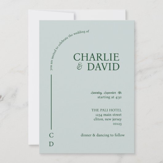 Smaragdgrüne Hochzeitseinladungen Einladung (Vorderseite)