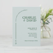 Smaragdgrüne Hochzeitseinladungen Einladung (Stehend Vorderseite)