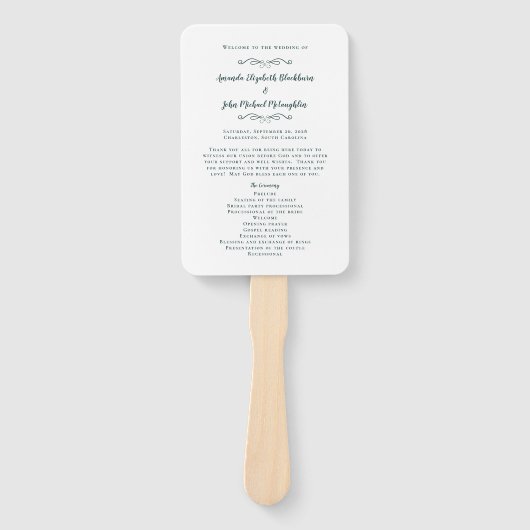 Smaragdgrüne Hochzeitsfeier Fächer (Vorderseite)