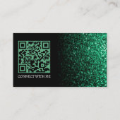 Smaragdgrüne Imitate funkeln schwarz-eleganten QR- Visitenkarte (Rückseite)