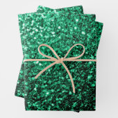 Smaragdgrüne Imitate Glitzer Glitzern Geschenkpapier Set (Beispiel)