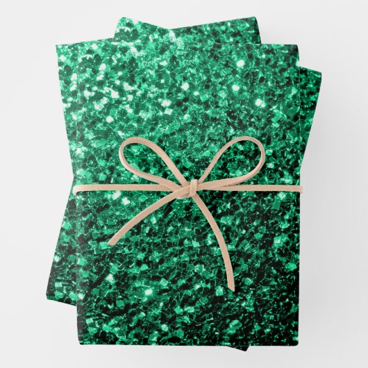 Smaragdgrüne Imitate Glitzer Glitzern Geschenkpapier Set (Beispiel)
