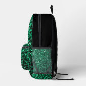 Smaragdgrüne Imitate Glitzer Glitzern und Schwarz Bedruckter Rucksack (Rechts)